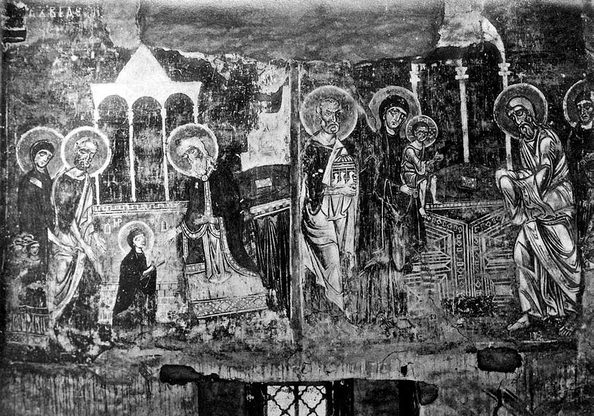 <b>Довоенная фотография двойной фресковой
композиции в церкви Спаса на Нередице</b>