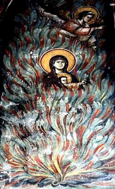 <b>Фреска Купина Неопалимая. Церковь Богородицы Перивлепты, Охрид (1295 г.)</b>