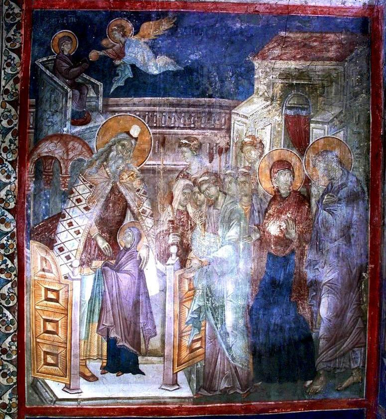 Такой же клетчатый плащ на плечах первосвященника в <b>Церкви Успения в Грачанице (начало 14 в.). Художник Михаил Астрапа.</b>