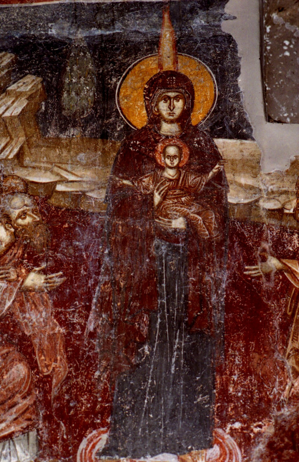 <b>«Богородица – Светоприимная Свеща» в
цикле Акафиста. Македония, Марков монастырь, церковь св. Димитрия (роспись 14 в.)</b>
