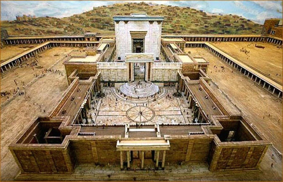 <b>Один из вариантов реконструкции храмового комплекса в
Иерусалиме, построенного при Ироде Великом</b>