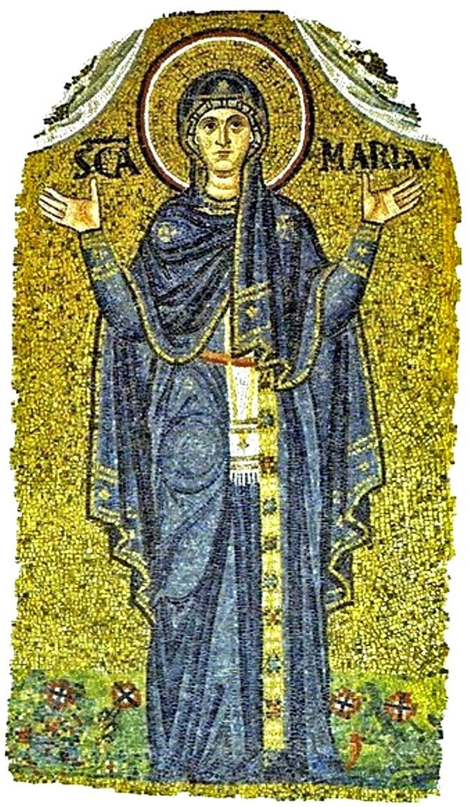 <b>Мозаичная икона Богоматери-Диакониссы (11 в.), музей в базилике Урсиана в
Равенне</b>