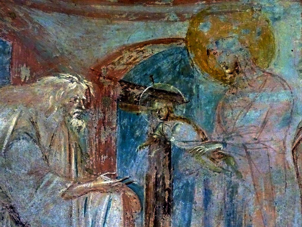 <b>«Сретение», фресковая икона в Церкви св. Марии в Кастельсеприо,</b><b>8 в. Фрагмент.</b>