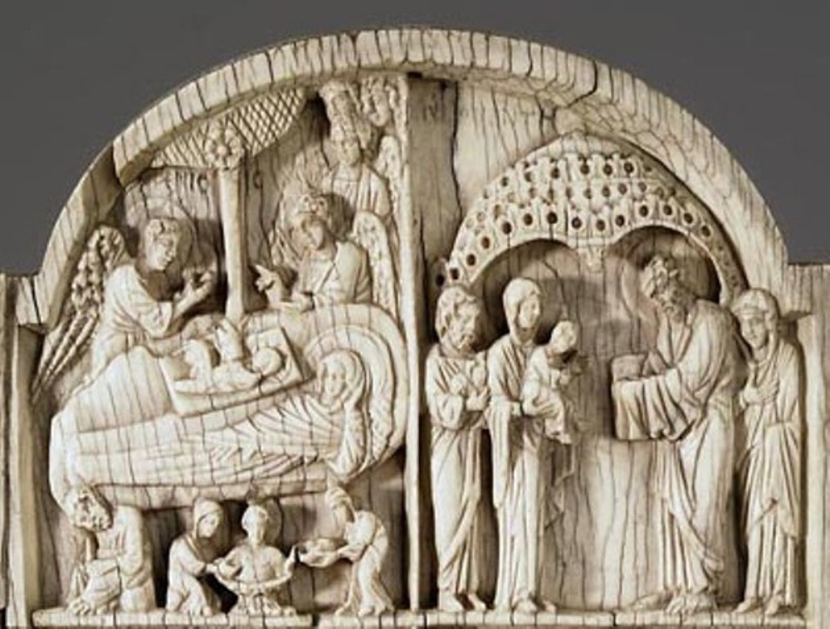 <b>Костяная пластика 10 в. Диптих с двенадцатью праздниками. Эрмитаж.</b>