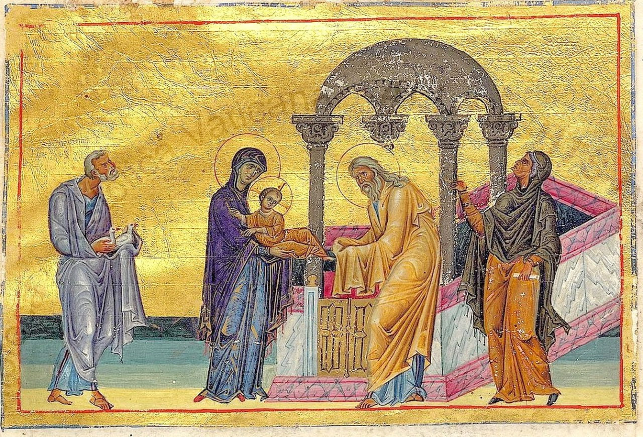 <b>Сретение – миниатюра в Менологии Василия Второго, первая четверть 11 в. Хранится в Ватиканской библиотеке.</b>