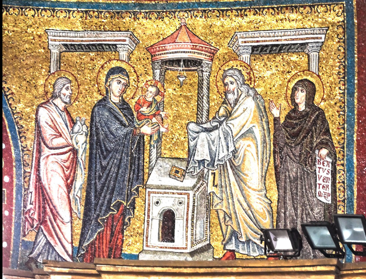 <b>«Сретение» в алтарной апсиде церкви Санта Мария Маджоре (автор Якопо Торрити), 13 в.</b>