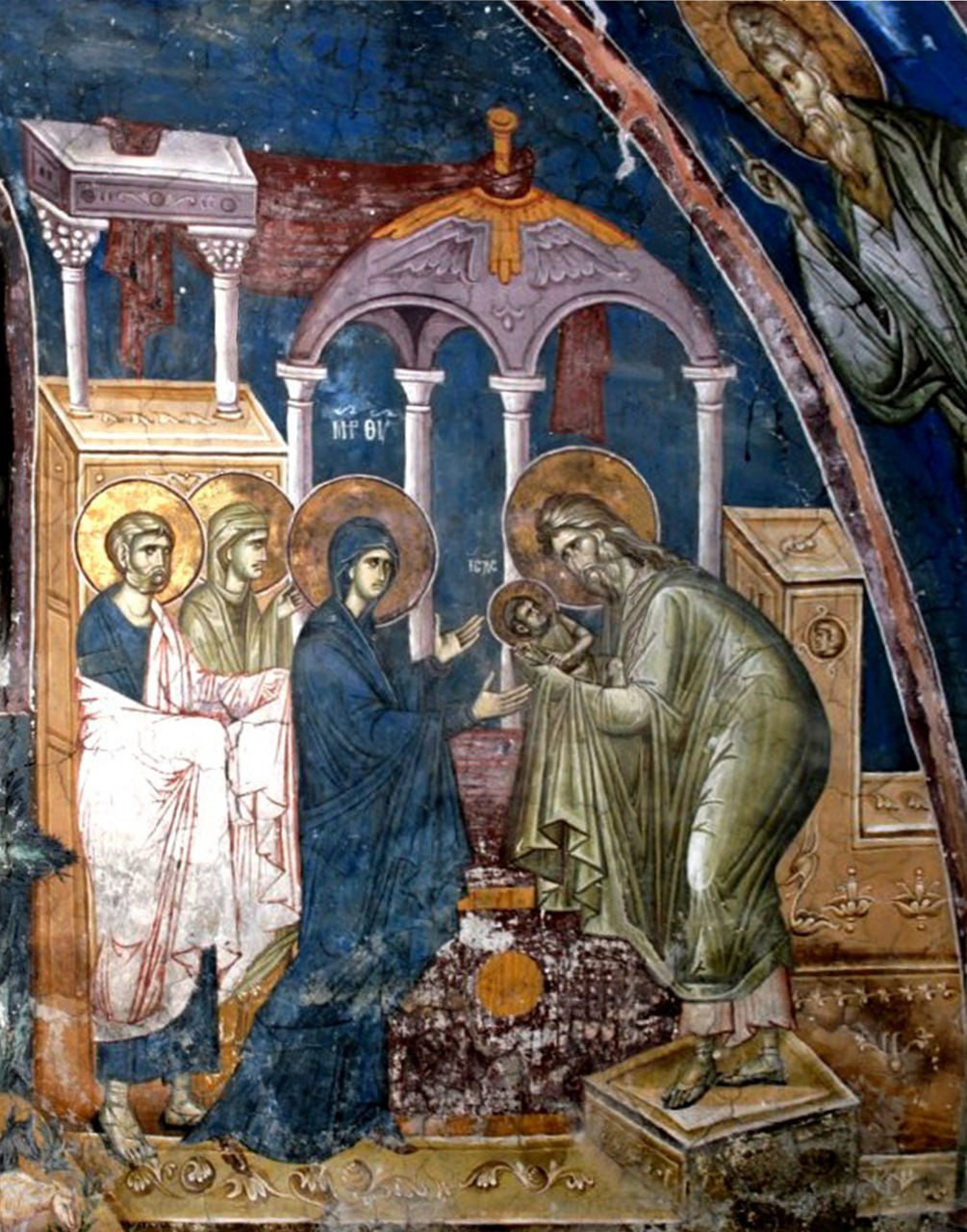 <b>Сретение в храме
св. Димитрия в Пече (Сербия, Метохия, роспись 1345 г.)</b>