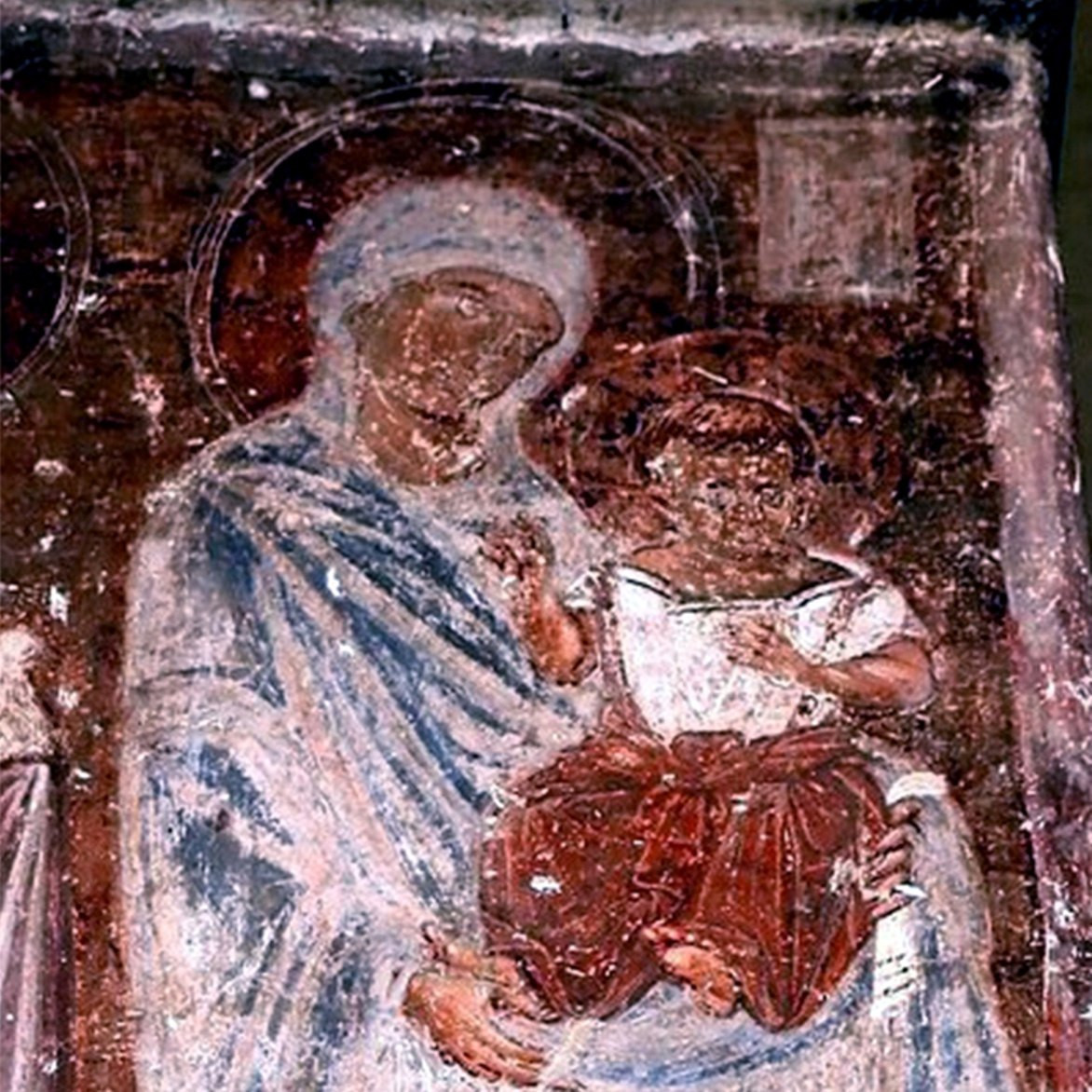 <b>Сретение в храме Вознесения в Милешеве (Сербия, роспись 1228 г.). Фрагмент.</b>