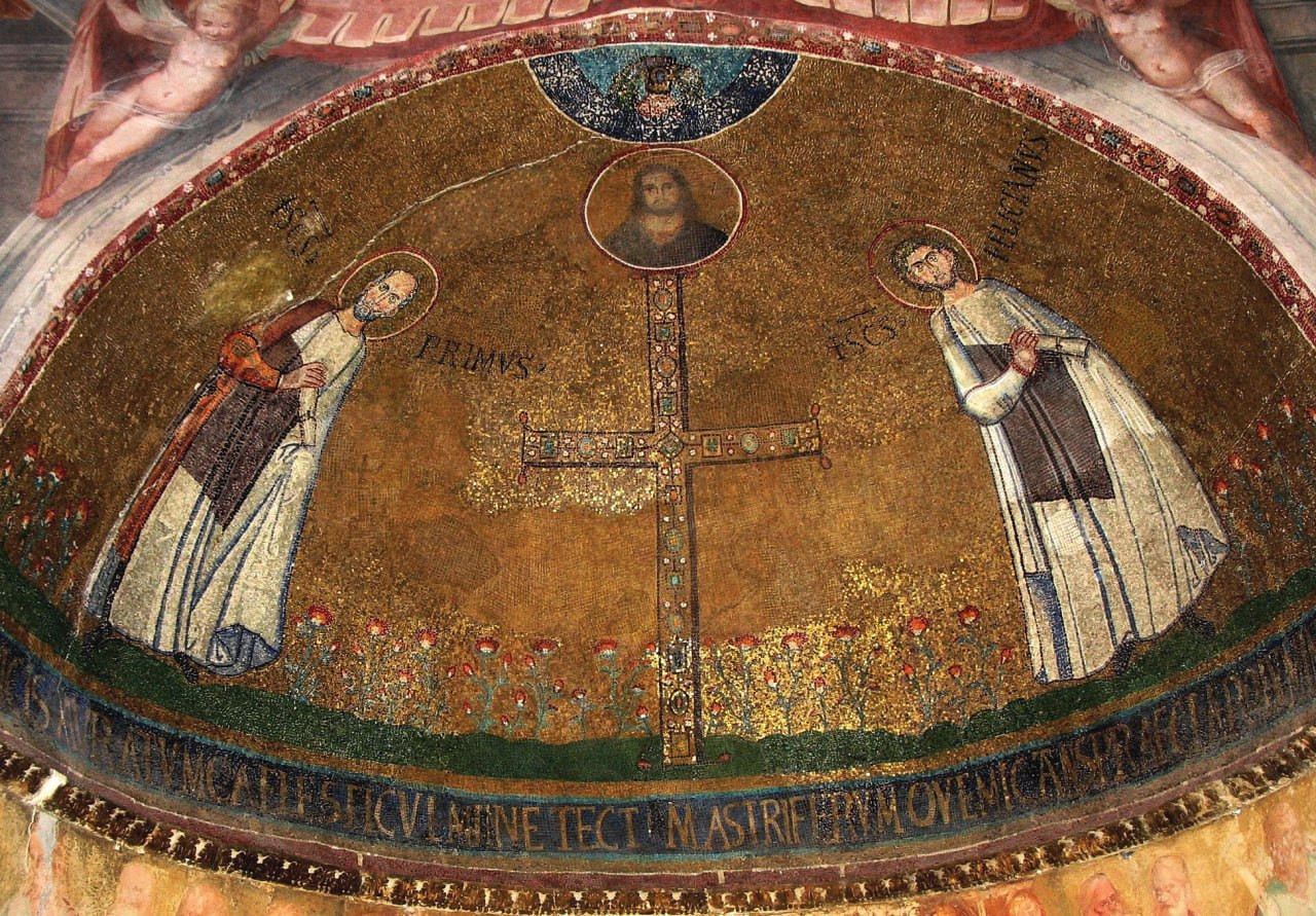 <b>Рим,
Сан Стефано Ротондо</b> <b>(465-483). Мозаика апсидальной ниши кольцевого обхода
(642-649). </b>