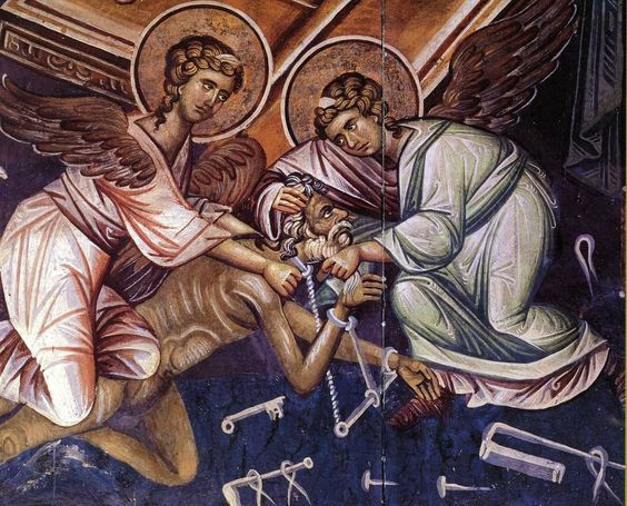 <b>Фреска 14 в. в кафоликоне Афонского монастыря Ватопед. Фрагмент.</b>