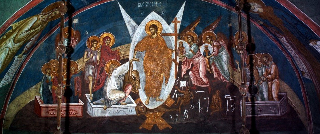 <b>Фреска в соборе
Пантократора монастыря Высокие Дечаны. Роспись середины 14 в., Сербия, Косово.</b>