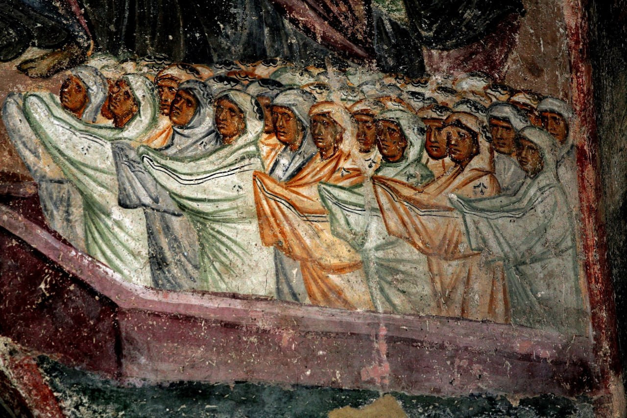 <b>Церковь Троицы монастыря Сопочаны, Сербия, роспись 13 в. Фрагмент.</b>